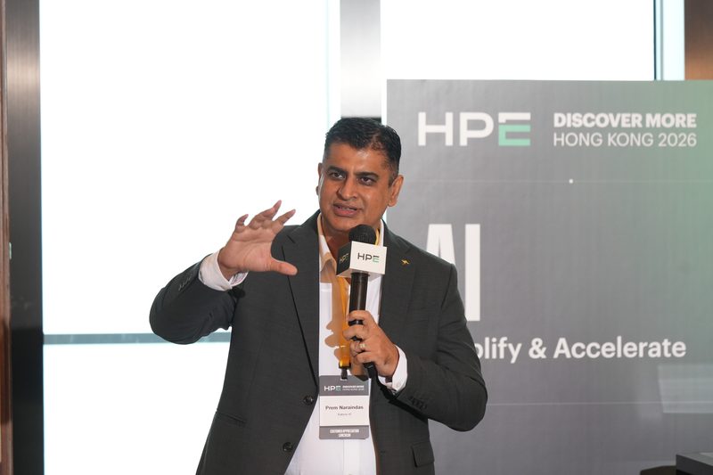 Prem Naraindas on stage at HPE Discover More Hong Kong 2026